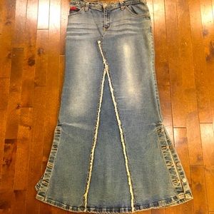 Long Denim Boho Skirt